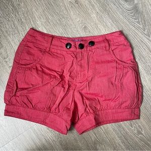 Red Shorts with Button Detail